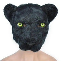 Masque réaliste en peluche pour fête d'Halloween, demi-masque léopard, masque léopard des neiges, masque de menton pour bal costumé, accessoire de tête en peluche pour déguisement animal