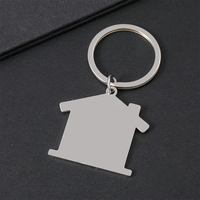 Porte-clés en forme de maison Ywyougang, pendentif vierge personnalisable, porte-clés en acier inoxydable avec breloque maison pour cadeau
