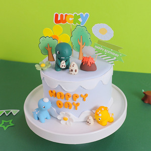 Pequeño animal suave goma muñeca ornamento Jurásico dinosaurio tema pastel decoración dibujos animados niños pastel Topper proveedores - Product Image 3