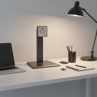 Support d'écran VESA réglable en hauteur en alliage d'aluminium noir et ABS Ruigugan, inclinaison de 45°, capacité de charge de 7 kg pour les espaces de travail commerciaux