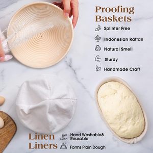 Linen Liner <b>Silicone</b> Bread Sling Danish Dough Whisk Bread Lame Bowl Scraper Dough Scraper Bread Proofing <b>Baking</b> Set - Product Image 2