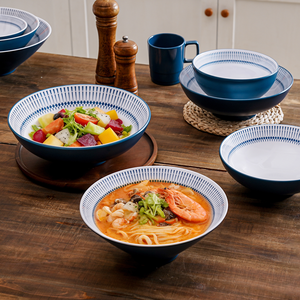 Bol rond en <span class=keywords><strong>mélamine</strong></span> Blue Rhyme Secret de 6 pouces avec rebord inversé, compatible lave-<span class=keywords><strong>vaisselle</strong></span>, <span class=keywords><strong>micro</strong></span>-ondes, résistant à la décoloration, <span class=keywords><strong>vaisselle</strong></span> écologique portable - Product Image 5