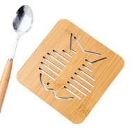 Sous-verre en bois ajouré au design coréen, motif dessin animé, isolant thermique, antidérapant, anti-brûlure, pour cuisine, dessous de plat, dessous de bol, dessous de casserole