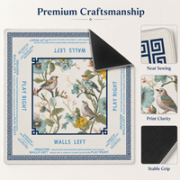 Tapis de jeu de Mahjong imperméable, motif floral classique avec oiseaux, tapis de Mahjong carré pour jeux de société avec identification directionnelle
