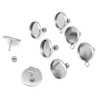 Clou d'oreille Piercing en acier inoxydable, clou rond et plat, avec boucles pendantes, 1 pièce