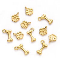 Pendentifs Mini DIY en Acier Inoxydable Plaqué Or 18K en Forme de Patte d'Animal et Os de Chien pour Colliers et Bracelets