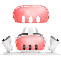 Coque de protection rigide transparente à paillettes pour casque VR Meta Quest 3, résistante aux chocs et aux rayures