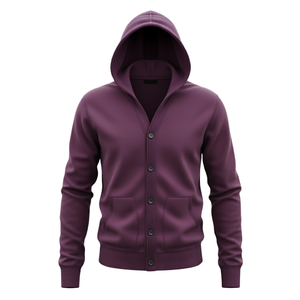 Sudadera con Capucha de Punto Ecológica con Cierre de Botones y Manga Larga para Invierno, Cantidad al por Mayor, OEM, para Hombre y Niños, con Cordón y Doble Bolsillo, de Fábrica - Product Image 1