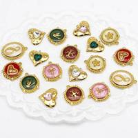 Pendentifs en émail vintage français FSSCM-6, pendentifs en forme de cœur, de rond et de nœud pour colliers, accessoires de fabrication DIY en acier inoxydable doré