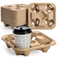 Vente en gros Plateau de gobelets jetables en pulpe personnalisé Porte-gobelet porte-boisson chaude froide Porte-papier pour café
