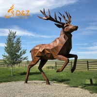 Sculpture de cerf géométrique abstraite sur mesure en acier corten de D&Z Art Group pour décoration d'art animalier en métal d'extérieur