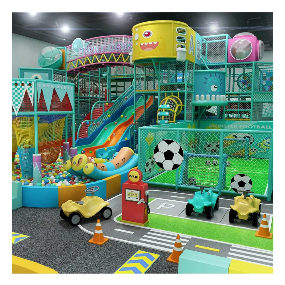 Parque Infantil de interior con toboganes grandes, tema espacial para niños, gran calidad, a la venta