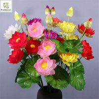 Vente en gros de fleurs de lotus en soie artificielle à 7 têtes pour la maison, hôtel, temple, bouddha, décorations de graduation de noël
