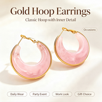 Boucles d'oreilles créoles tendance en acier inoxydable et résine pour femme, style occidental géométrique simple, cadeau bijoux