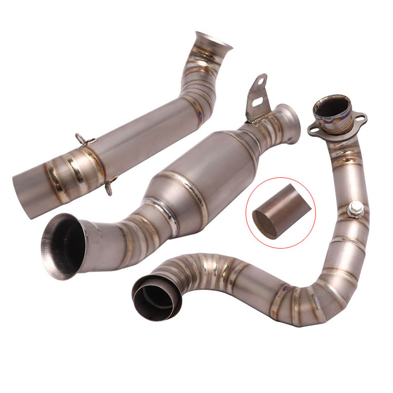 Титановый сплав Slip On выхлопных газов для KTM690 DUKE 690 Husqvarna 701 svartpilen выхлопная система для мотоцикла передняя средняя Соединительная труба катализатора