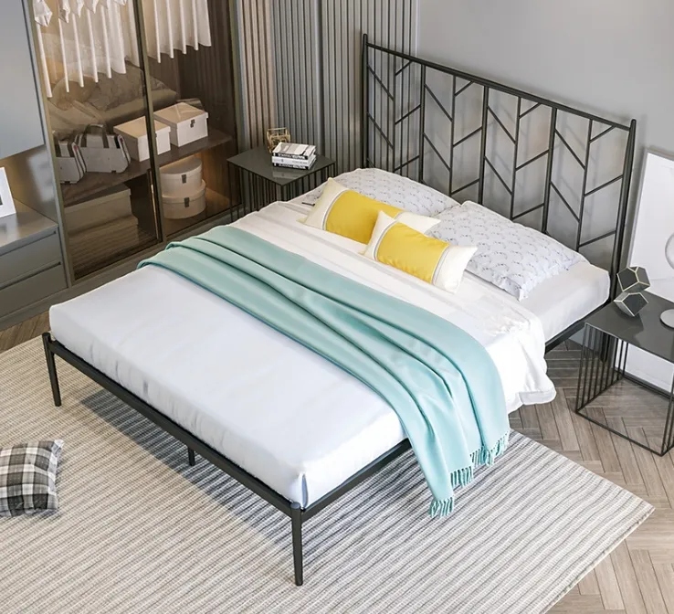 إطار سرير معدني عصري ذو نطاق اقتصادي مزود بلوحة رأس ولوحة قاعدة سهلة التركيب كأساس مرتبة لغرفة النوم