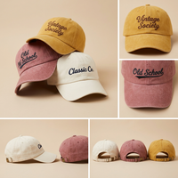Casquette de baseball classique vintage délavée en coton doux avec broderie rétro, design non structuré, idéale pour le camping et le shopping