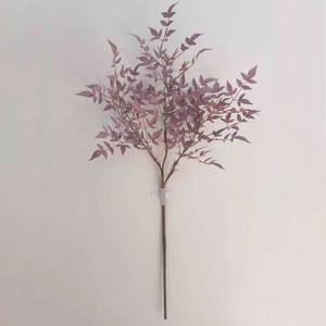Plante artificielle en plastique d'extérieur résistante aux UV, fausses feuilles <span class=keywords><strong>de</strong></span> nandina violettes, plantes artificielles pour la décoration intérieure, esthétique, plantes artificielles d'automne - Product Image 1