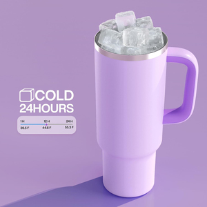 Nuevo Diseño, Termos de Acero Inoxidable Aislados de 40 oz, con Asa y Pajita, Tapa 2 en 1, Aislamiento Térmico de 24 Horas, Reutilizables y Portátiles - Product Image 3