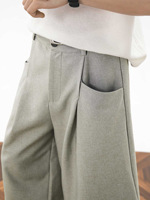 Pantalon mi-long décontracté pour homme avec logo personnalisé, texture unie, coupe ample, respirant, jambe droite, style décontracté