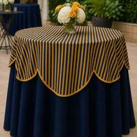 Nappe ronde à rayures festonnées pour table, décoration de table, convient aux tables rondes de 60/70/80/90 cm pour baby shower et événements