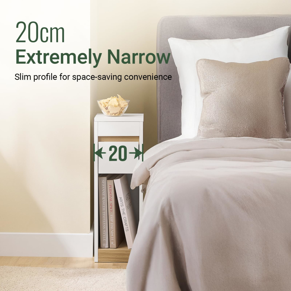 narrow bedside table 20cm width