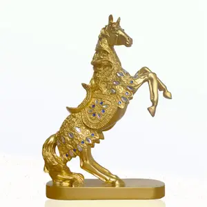 Luxuoso Home Desk Arte Artesanato Ornamentos Decorações Hand Made Warhorse Art Estátua Escultura