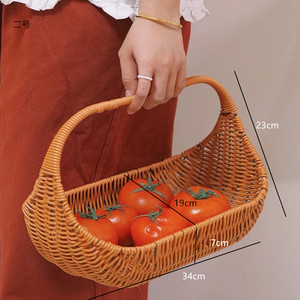 Panier de stockage alimentaire tissé en plastique osier <span class=keywords><strong>moderne</strong></span> avec poignée pour le pique-nique et le stockage en plein air - Product Image 1