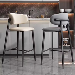 Taburete de Bar con Estructura de Metal Negro y Diseño sin Brazos, Cómodo Reposapiés para Bar en Casa, Isla de <span class=keywords><strong>Cocina</strong></span> - Product Image 4