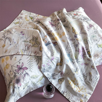 Parure de lit de luxe en coton à longues fibres 60S, 4 pièces, imprimée numériquement, housse de couette en satin, élégante couverture de lit florale violette pour la maison