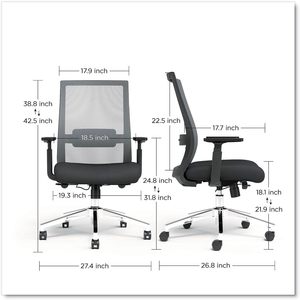 Silla Ergonómica Alera Ashdale con Elevación, 275 lb, Negra, Silla de Oficina con Altura de Asiento y Reposabrazos Ajustables, Respaldo de Malla Giratorio - Product Image 4