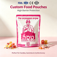 Custom Food Flat Illustration Stand Zipper Pouches, Moisture Resistant Composite Bags for Pre-made Soup Custom Art Print
