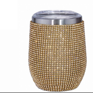 Vaso de acero inoxidable de doble pared con forma de huevo de 12 oz, vaso de vino al vacío aislado con diamantes de imitación, elementos esenciales para el regreso a la escuela - Product Image 5