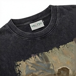 Camiseta de Manga Corta para Hombre, Color Gris Oscuro, con Estampado de Estrellas, Corte Regular, Algodón, Estilo Casual, Cuello Redondo - Product Image 6