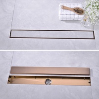 Drain de douche linéaire invisible en acier inoxydable SUS304, insert de carrelage rectangulaire durable couleur or rose, accessoires sanitaires pour salle de bain