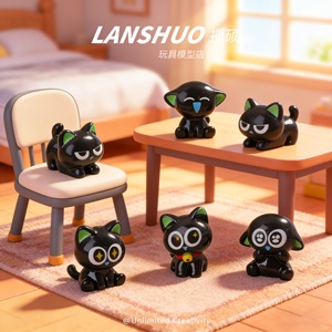 Luo Xiaohei Mini Figurine Resin Animal Cartoon <b>Toy</b> Desktop Decoration Home Ornament DIY Craft Set - Product Image 4