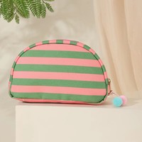 Sac de rangement de maquillage portable d'extérieur personnalisé avec logo, pochette cosmétique en toile à fermeture éclair, trousse de toilette rayée – Vente en gros