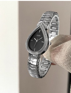 Montre-bracelet de luxe pour femmes, avec incrustation de diamants en forme de goutte, montre à quartz rétro à la mode pour femmes, montre à quartz pour banquet - Product Image 1
