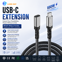 Cable de Extensión LUNG AKY OEM USB 3.1 Gen2 Tipo-C Macho a Hembra, con Trenzado de Nailon, Transferencia de Datos de 20 Gbps, para Laptop, Teléfono y Monitor
