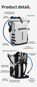 Mochila Impermeable de PVC con Cierre Enrollable de <span class=keywords><strong>21L</strong></span>, con Bolsa de Agua de 2L y Porta Botella para Motociclismo - Product Image 2