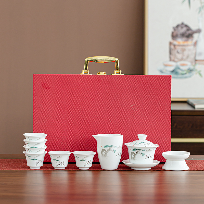 Juego de té de porcelana blanca de alta gama - Grulla