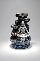 Fontaine d'eau avec statue de Shiva, cascade à 3 niveaux, cascade de table, divinité hindoue, décoration Feng Shui pour la maison