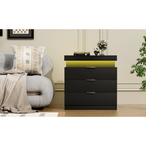 Modern Nightstand with <b>Drawers</b> LED Light Bedroom Storage <b>Side</b> <b>Table</b> - Product Image 6
