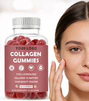 Gummies de Collagène Hydrolysé Soutien Cutané Vitamines Beauté Saveur Fraise 60 unités OEM Vente en Gros Marque Privée Complément Alimentaire