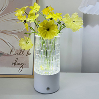 Lampe de table moderne rechargeable sans fil à batterie, réglable, avec commande tactile, veilleuse LED, vase à fleurs en cristal, pour hôtel