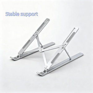 Support de refroidissement pour ordinateur portable en alliage d'aluminium argenté NINGSHING 2025 avec tapis antidérapant en silicone, support portable stable et design évidé - Product Image 3