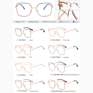 81160, venta al por mayor, monturas de anteojos grandes de Metal, gafas de bloqueo de luz azul cuadradas de gran tamaño Unisex, gafas ópticas con logotipo personalizado - Product Image 4