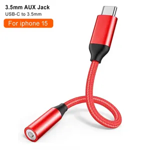 USB C ke 3.5mm adaptor Jack Headphone, kabel Dongle Audio USB Aux untuk Port USB Tipe C ponsel tidak memiliki Audio 3.5mm