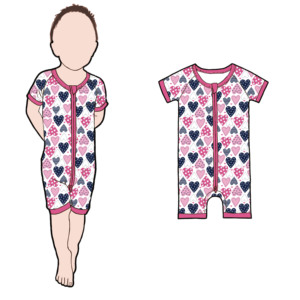 Pigiama Estivo per Bambini in Bambù con Maniche Corte, Collo Tondo e Stampa Love per San Valentino, Tutine per Neonati all'Ingrosso - Product Image 6