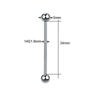 Barra Industrial de Titanio G23 de 34/36/38MM para <span class=keywords><strong>Piercing</strong></span> de Cartílago, Aretes Industriales de 14G para <span class=keywords><strong>Piercing</strong></span> Corporal - Product Image 2